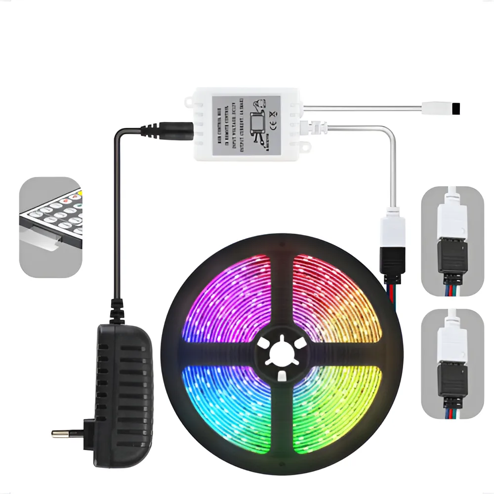 Fita Led Rgb 5m 5050 Colorida Decoração + Fonte + Controle Luz RBG 16 Cores Tensão de operação - Imagem 6