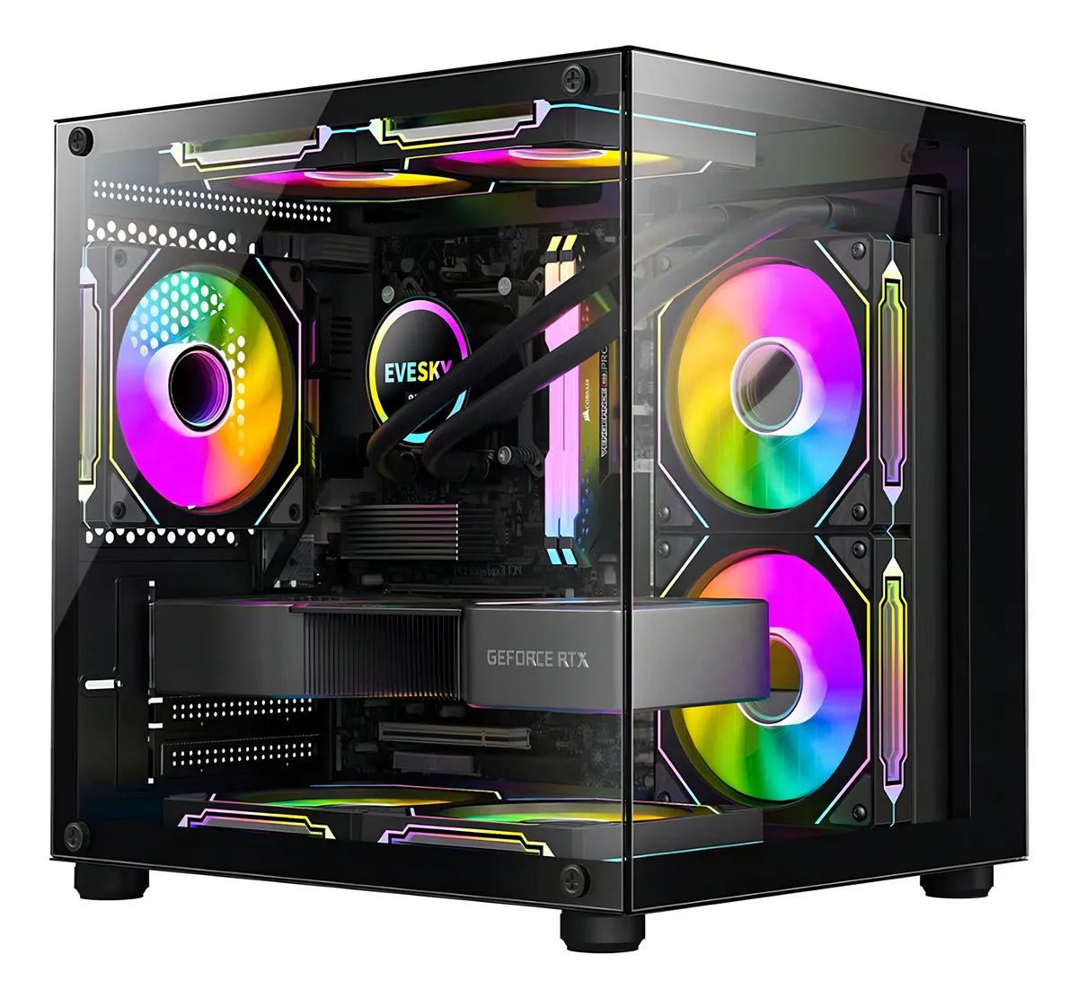 Gabinete Gamer Hayom Aquário Com 4 Cooler Fan Led Rgb - Imagem 2
