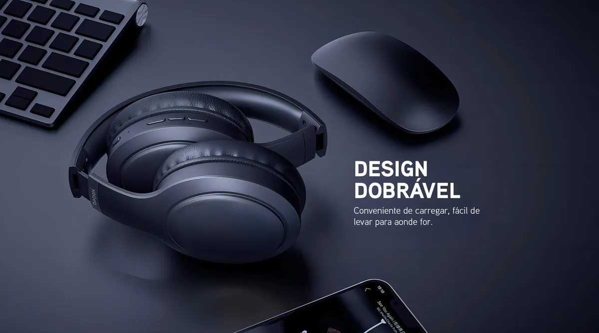 Fone De Ouvido Headphone Dapon H02d Bluetooth 5.1 Over-ear 22 Horas De Bateria Cor Preto - Imagem 4