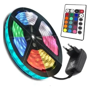 Fita Led Rgb 5m 5050 Colorida Decoração + Fonte + Controle Luz RBG 16 Cores Tensão de operação
