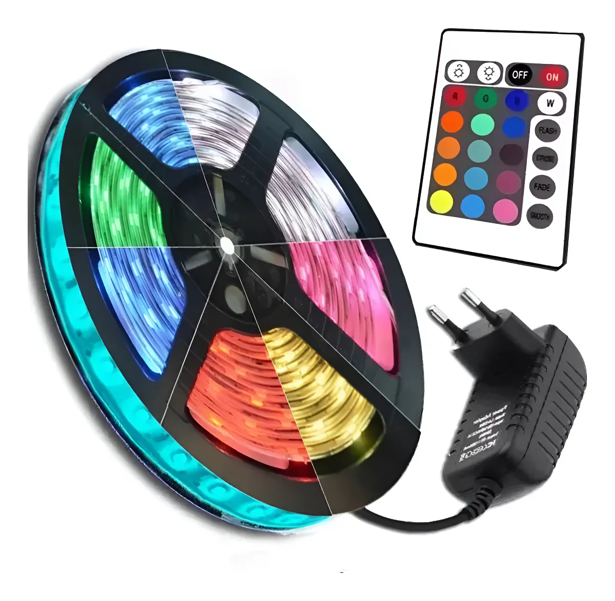 Fita Led Rgb 5m 5050 Colorida Decoração + Fonte + Controle Luz RBG 16 Cores Tensão de operação