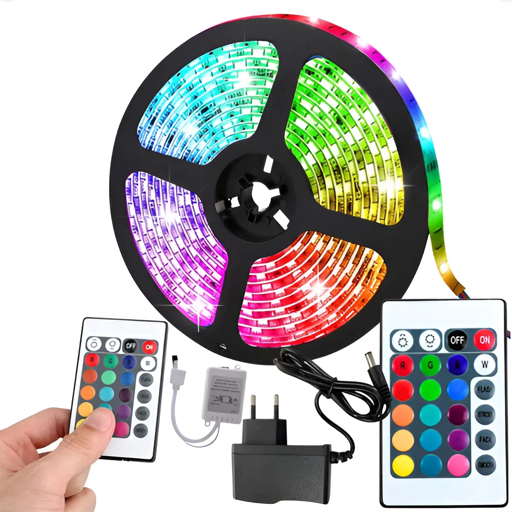 Fita Led Rgb 5m 5050 Colorida Decoração + Fonte + Controle Luz RBG 16 Cores Tensão de operação - Imagem 8