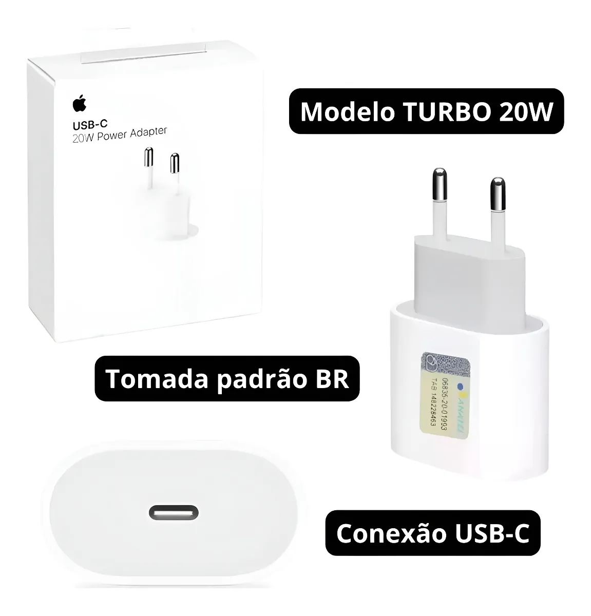 Carregador Fonte Apple Ipad Iphone Turbo Usb-c 20w Original Branco - Imagem 3