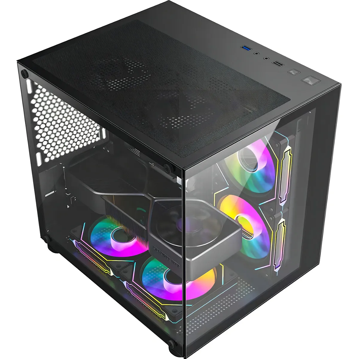 Gabinete Gamer Hayom Aquário Com 4 Cooler Fan Led Rgb - Imagem 7