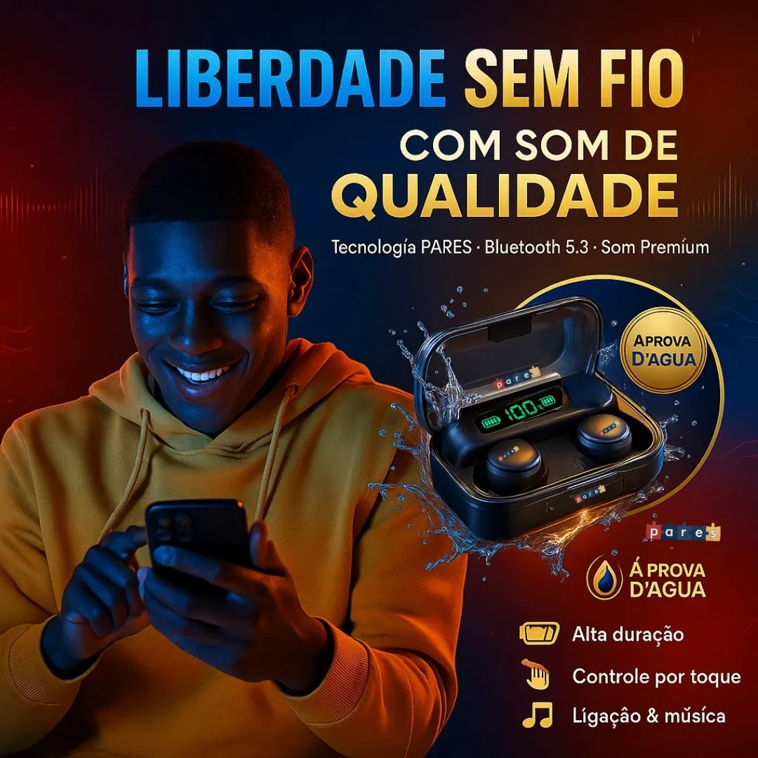 Fone De Ouvido Sem Fio Bluetooth F9-5 Pares Som Imersivo Powerbank Moderno Bateria Longa Duração Academia Compativel Com Todos Celulares - Imagem 6
